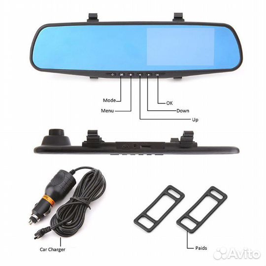 Видеорегистратор зеркало с камерой заднего вида