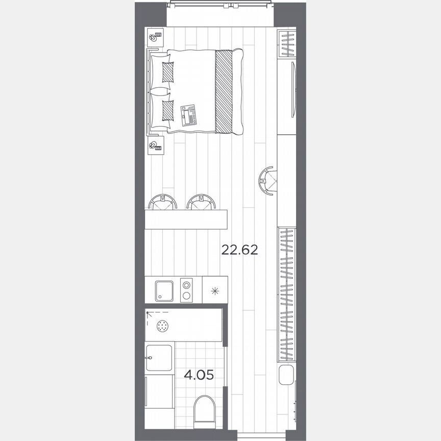 Апартаменты-студия, 26,7 м², 3/14 эт.