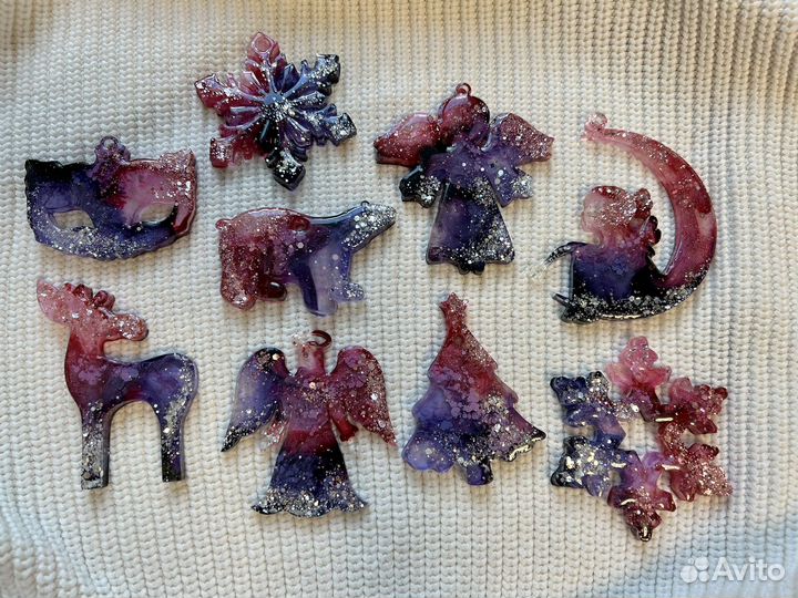 Елочные игрушки из эпоксидной смолы