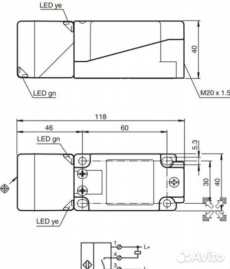 Бесконтактный индуктивный датчик NBN40-U1-E0