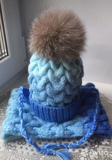 Вязаная шапка и снуд
