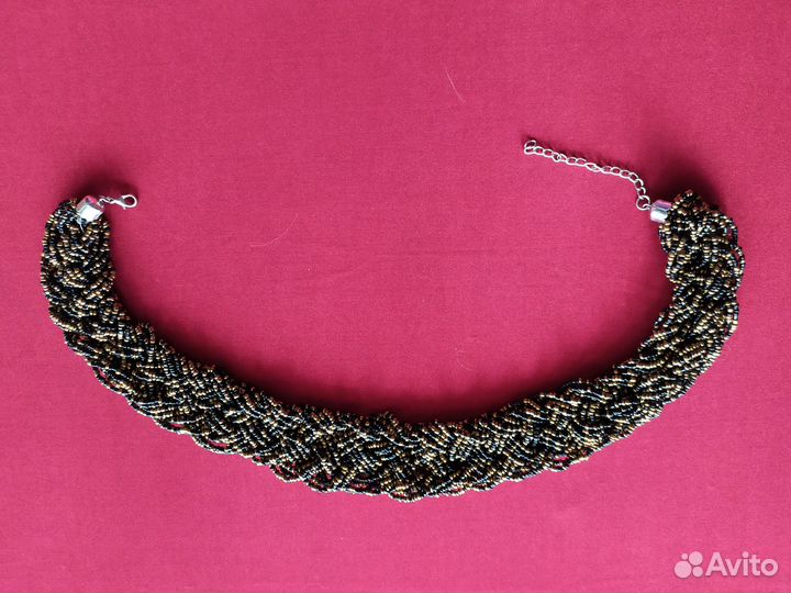 Колье-чокер из бисера косичка широкое