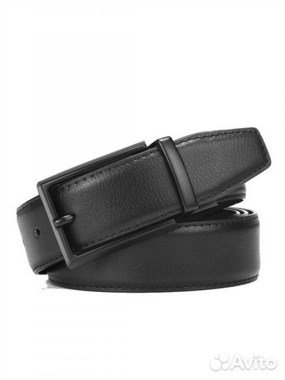 Мужской кожаный ремень черный