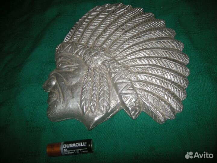 Плакетка барельеф индеец литье алюминий