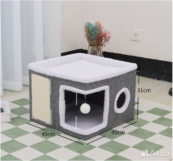 Кошачий домик с когтеточкой