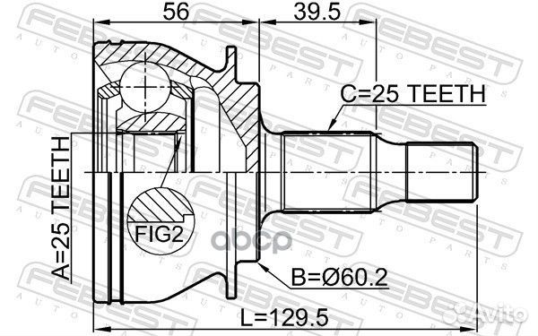 Шрус наружный 25x60.2x25 mercedes benz A-class