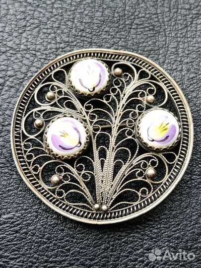 Брошь Ростовская финифть