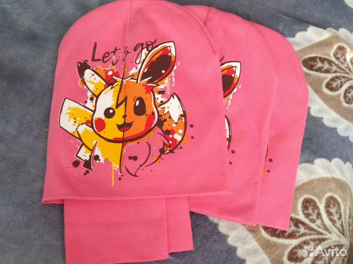 Разные шапка и снуд детский