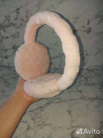 Розовые Меховые наушники / зимние наушники (ушки)