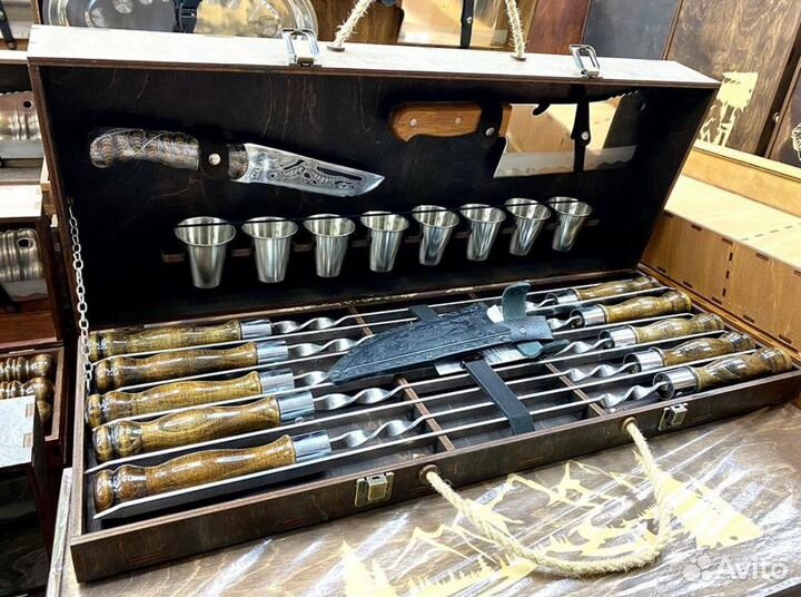 Шампура в кейсе чемодане Шашлычный набор подарочн