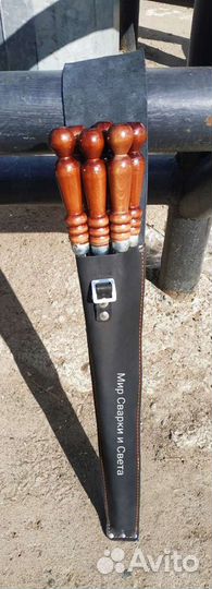 Набор шампуров в кожаном чехле