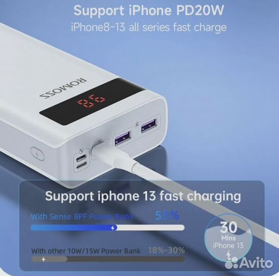 Power Bank внешний аккумулятор 30000 мАч 22.5W