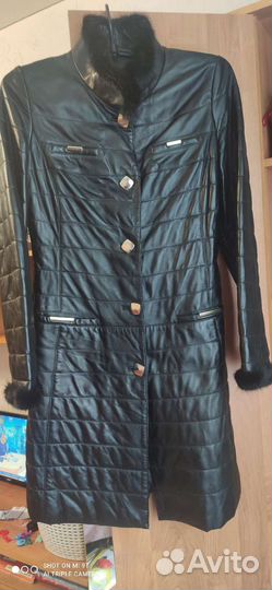 Кожаный плащ женский 44-46