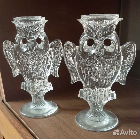Подсвечники хрустальные Сова