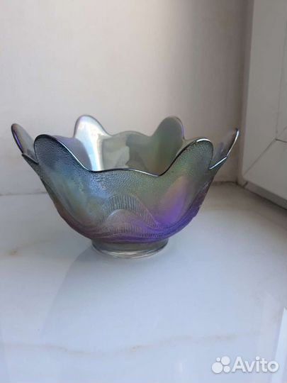 Три вазы для фруктов цветное стекло