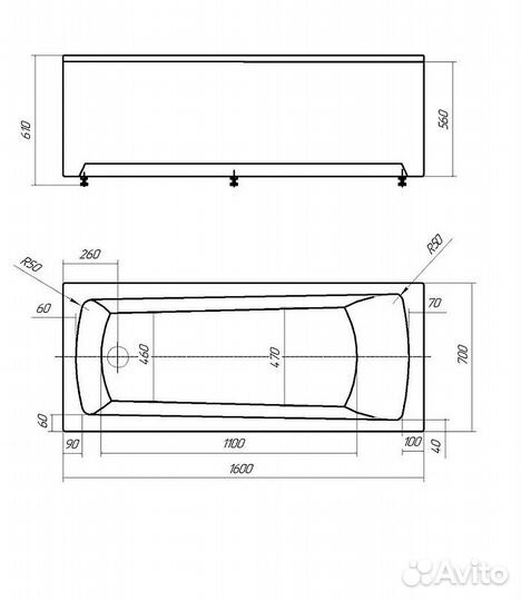 Акриловая ванна Aquatek Либра New 160x70 LIB160N