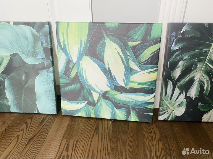 Интерьерная картина триптих 40 х 40 листья
