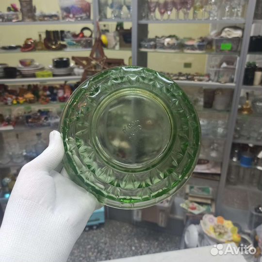Зелёная Ваза Конфетница Зелёное Стекло СССР Ретро