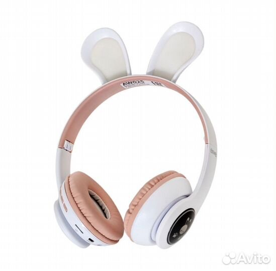 Беспроводные наушники Заячьи ушки бело-роз.(Новые)