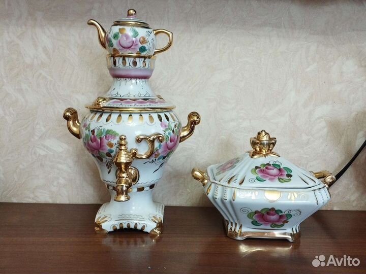 Самовар Розовая гжель