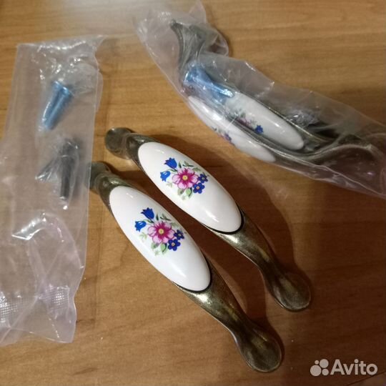 Ручки мебельные бронза керамика 96мм