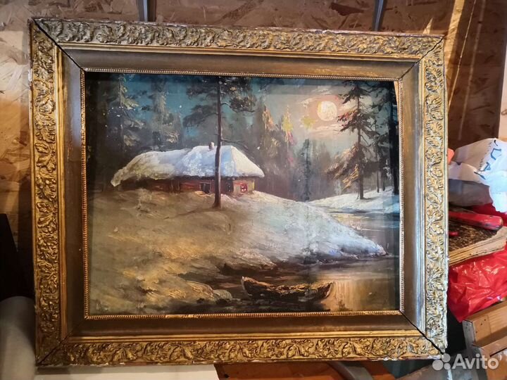 Картина маслом на холсте старинная