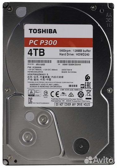 Жесткий диск Toshiba P300 hdwd240uzsva, 4тб