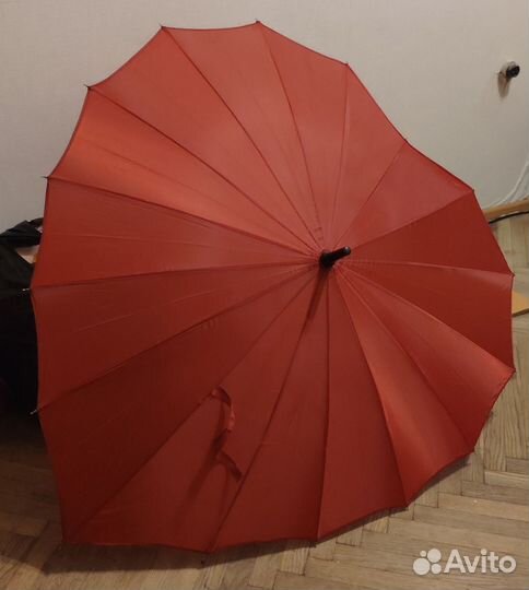 Зонтик трость сердце красный