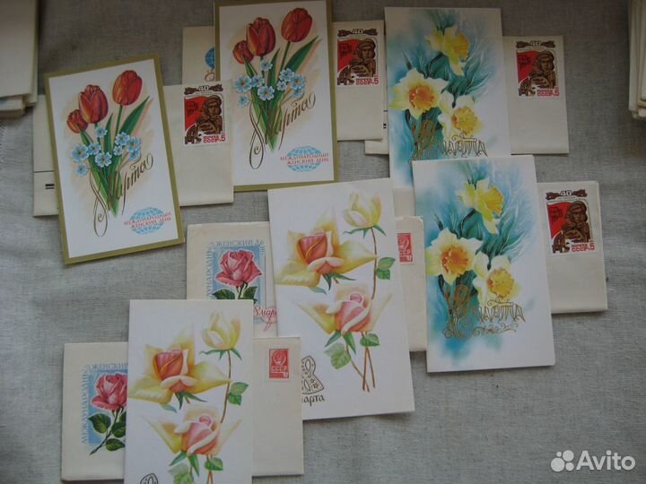 Открытки конверты 8 марта СССР