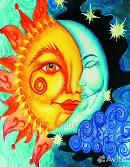 Алмазная мозаика 40x50 Солнце и луна как одно цело