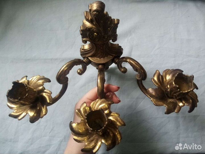 Подсвечник-бра на 3 свечи Бронза