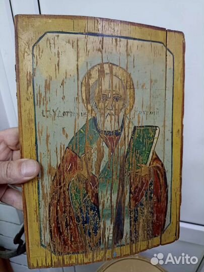 Икона старинная Николай Чудотворец