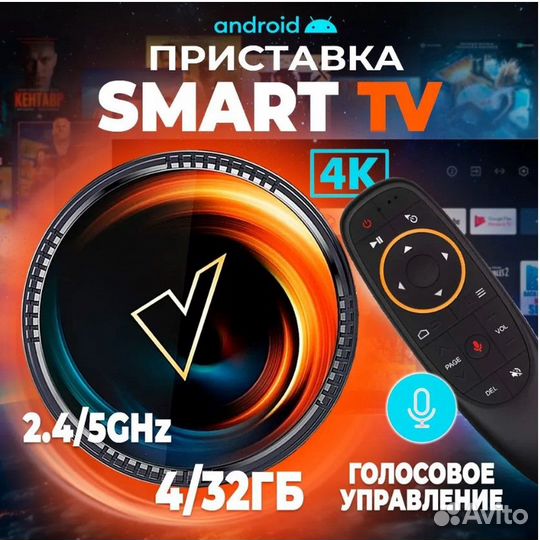 Vontar W2 4+32gb Смарт тв приставка