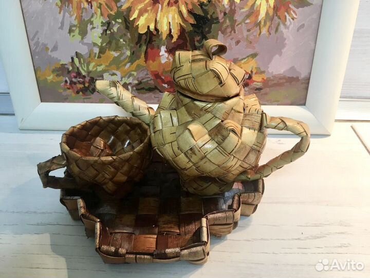 Набор декоративной посуды из бересты