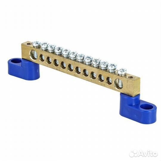 Шина нулевая N 6х9 12 отвер. латунь 2 син. угловых изолятора PROxima EKF sn0-63-12-2