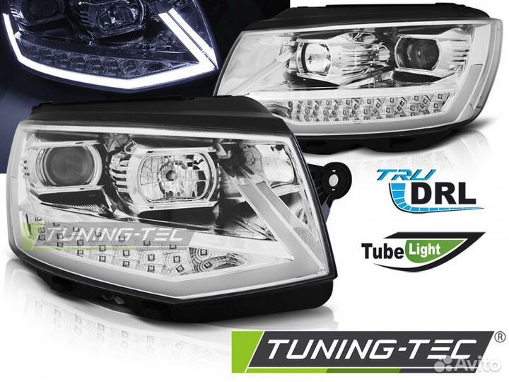VW T6 15-19 Фары с tube light трубками хром