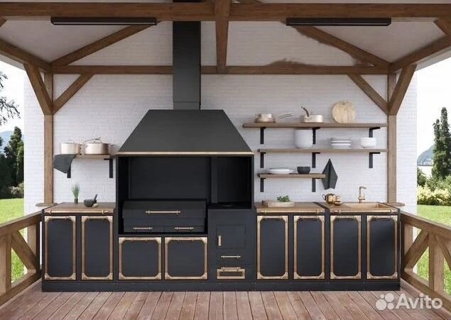 Мангал Loft с крышей и печью