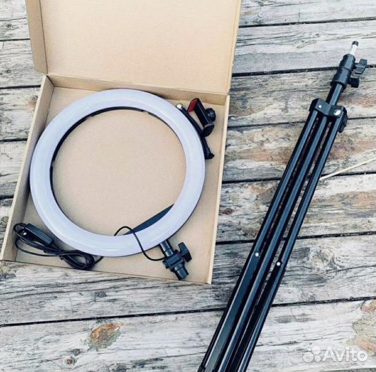 Кольцевая лампа 33 см + штатив и держатель