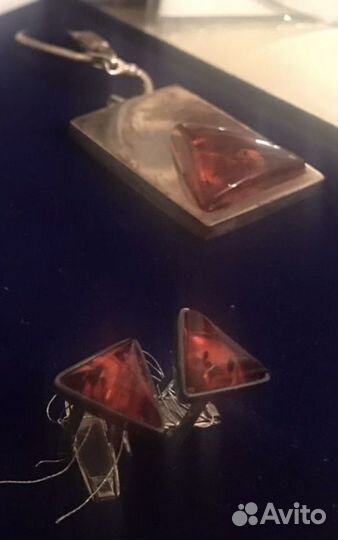 Натуральный крупный янтарь/Мужской набор/3предмета