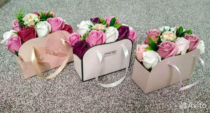 Букеты из декоративных мыльных роз в наличии и на