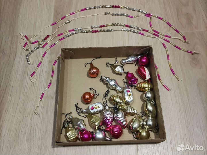 Елочные игрушки СССР Стеклянные, картонаж