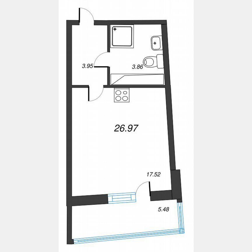 Квартира-студия, 30,8 м², 19/22 эт.
