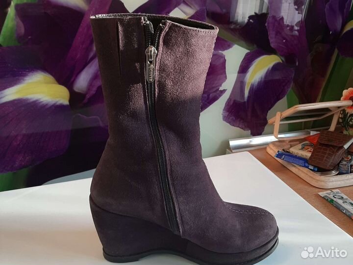 Полусапоги женские зимние нат.замша