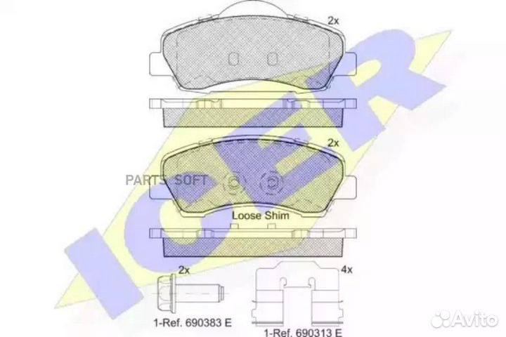 Icer 182131 182131 колодки дисковые передние\ Peug