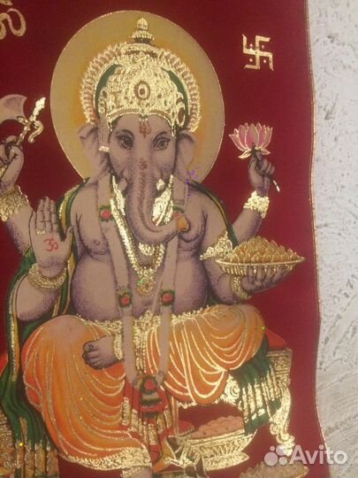 Индуизское панно Шри Генеша (благополучие)золото