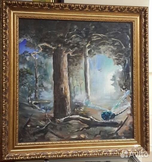 Картина Лес стрекозы масло холст