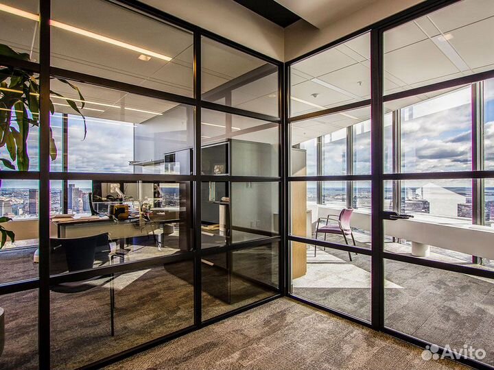 Стеклянная перегородка с дверью