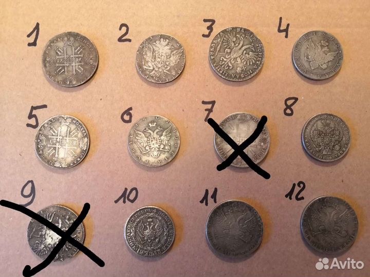 Старинные царские монеты 1 рубль (не оригинал)