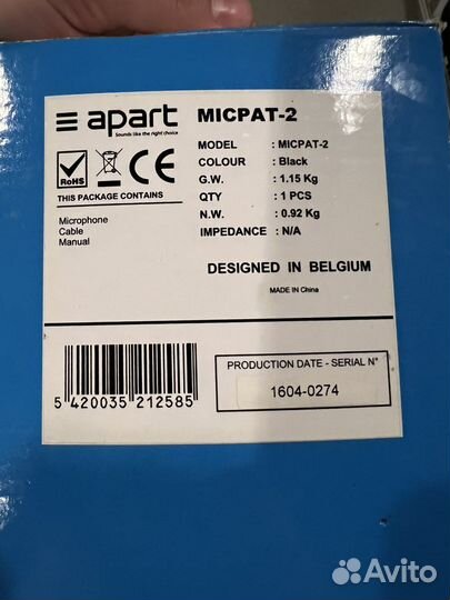 Микрофон Apart micpat-2