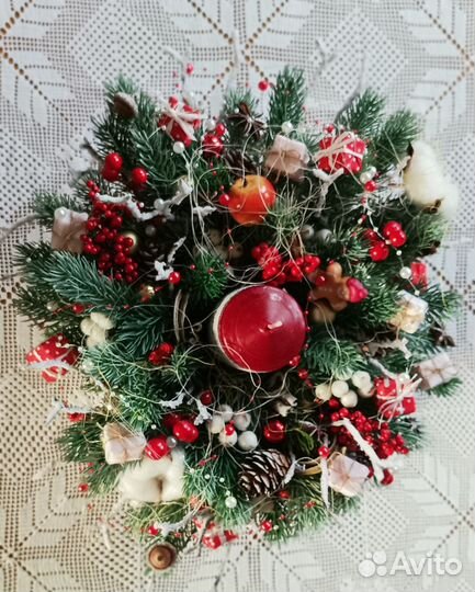 Новогодняя композиция,подсвечник 